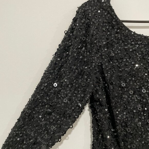 Adrianna Papell Women Black Sequinned Dress Size 18W - Picture 3 of 16